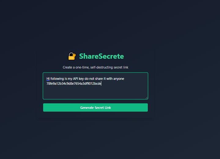 ShareSecrete โ One-Time Secret Sharing App