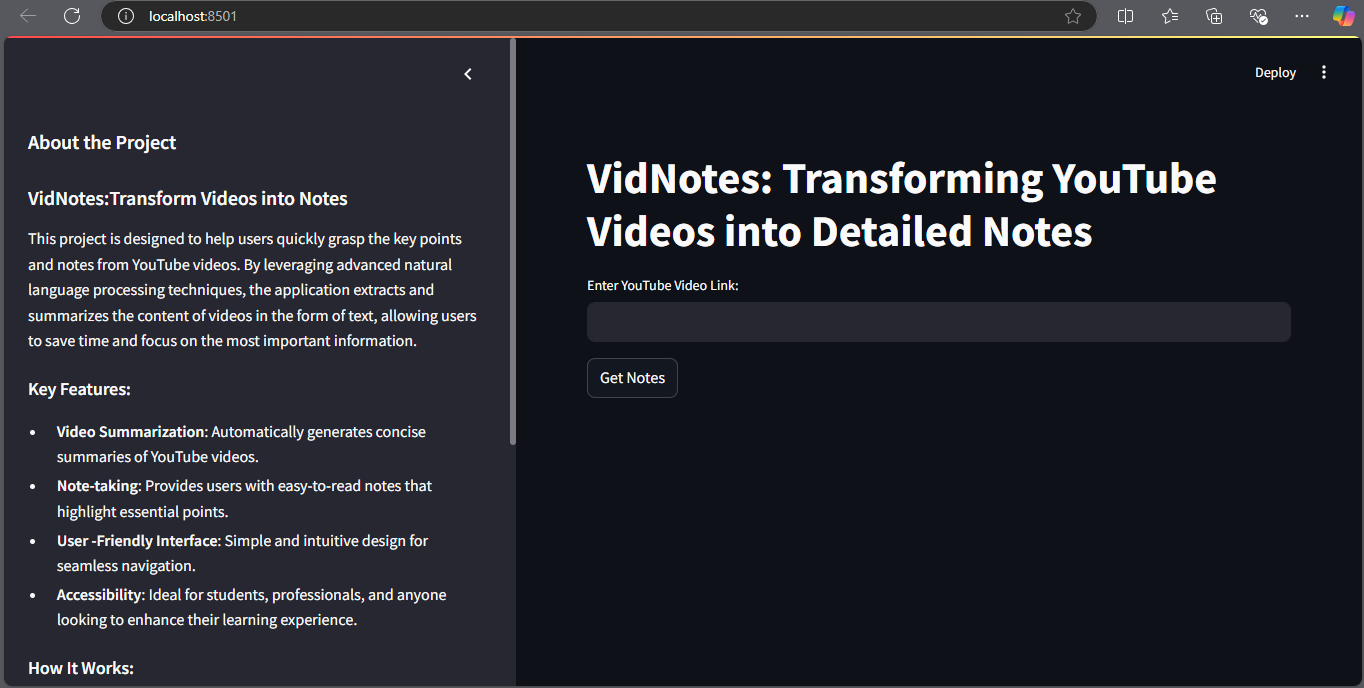 VidNotes โ YouTube Video to Notes Transformer